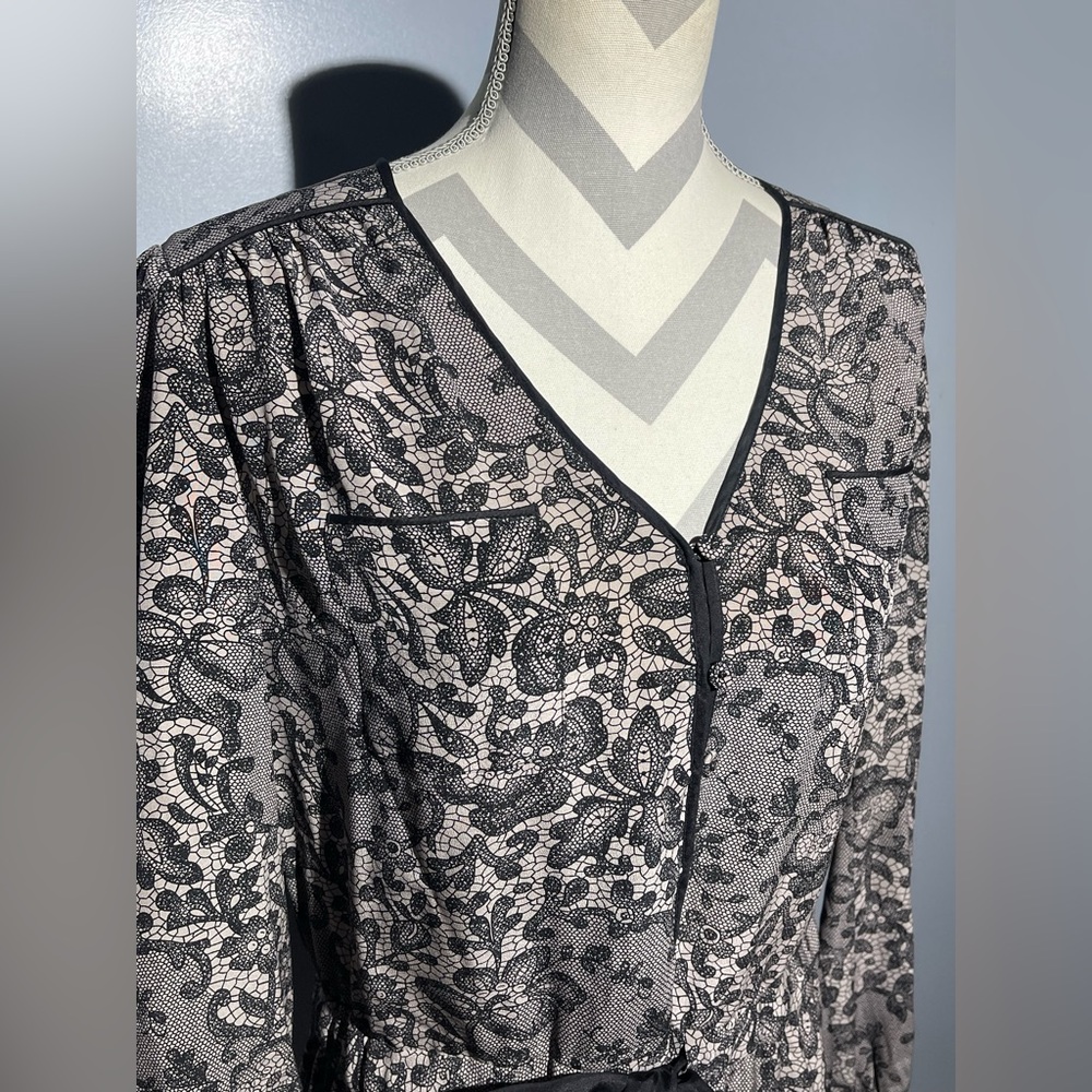 Rebecca Taylor Black and Cream Lace Dress - Picture 7 of 13